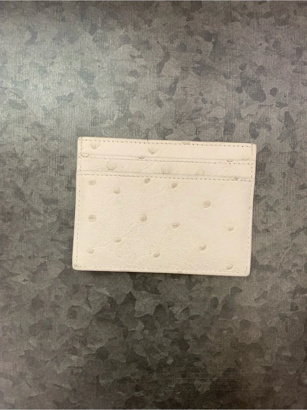 Saint Laurent Cream Ostrich-Embossed Leather Card Sleeve with Subtle Texture - Picture 3 of 4